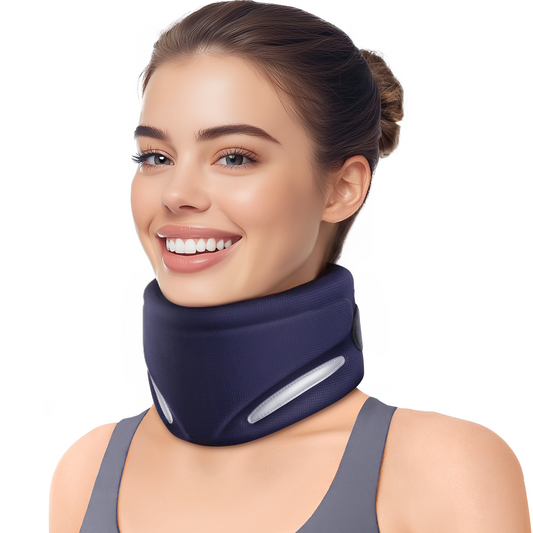 Ergonomic Neck Brace for Neck Pain and Support, Throat-Friendly V-Shape Cervical Collar with Dual Memory Foam for Comfort and Cervical Spine Pressure Relief, Vertebrae Stability